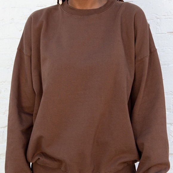 Brandy Melville Tops - Brandy Melville Chocolate Brown Oversized Crewneck Sweatshirt